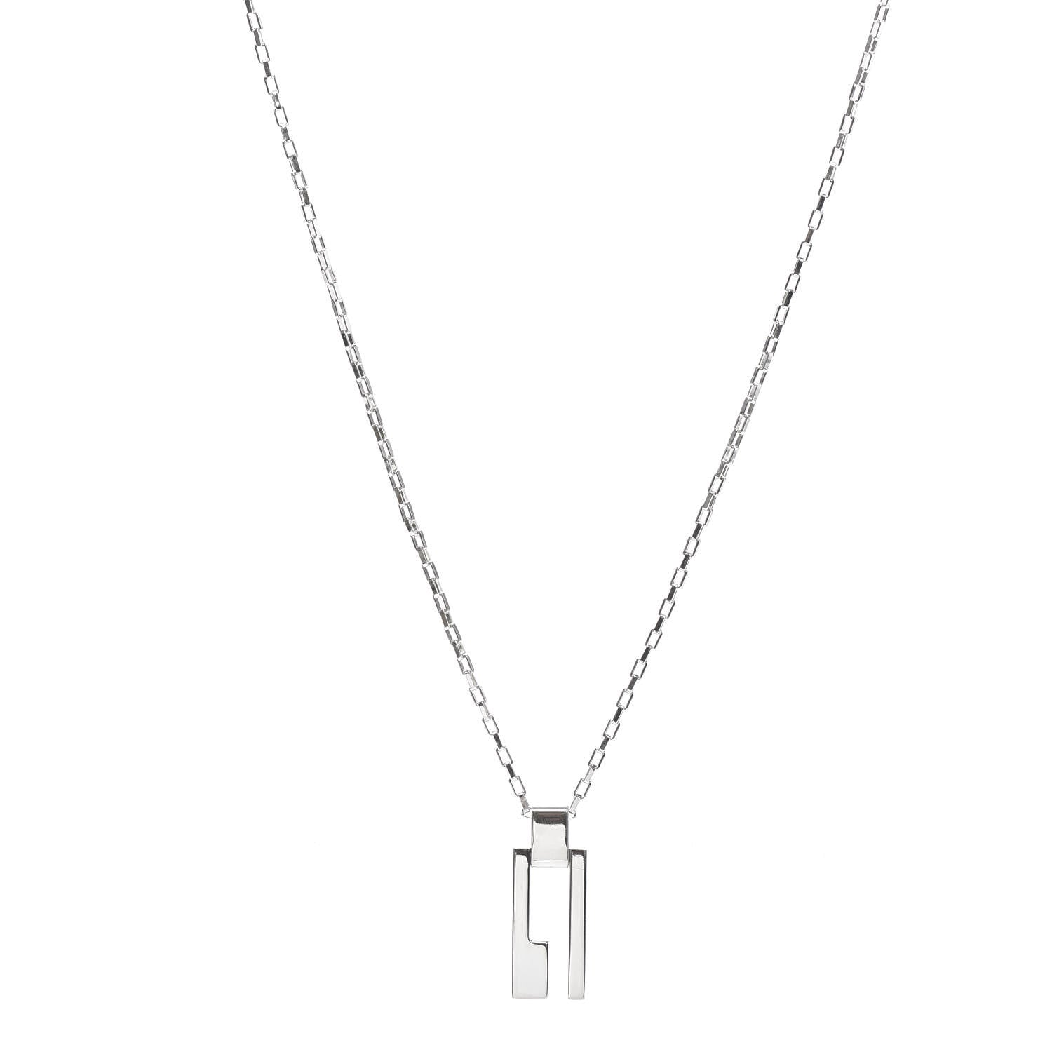 Gucci Sterling Silver Vertical G Pendant Necklace 1 of 5