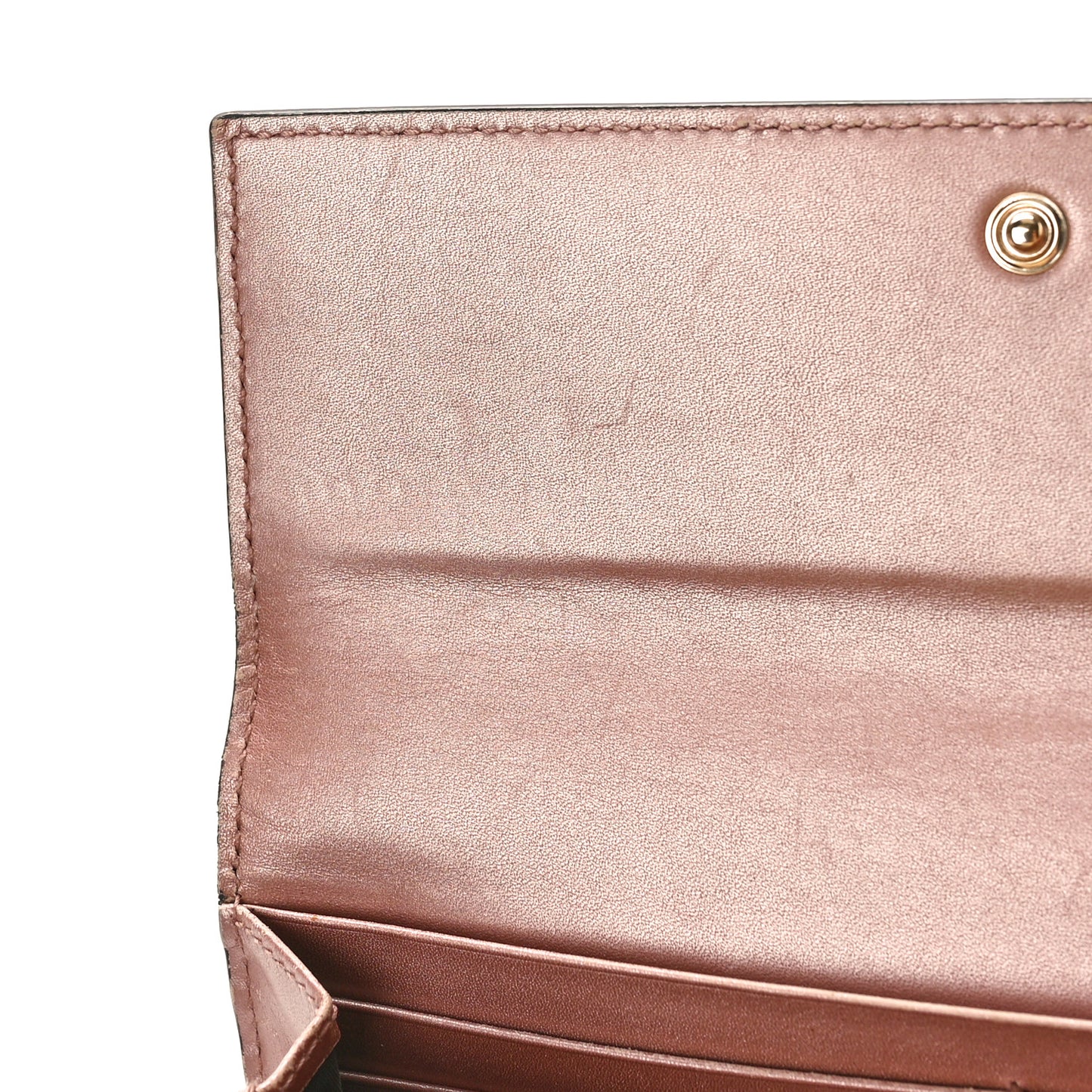Patent Microguccissima Bow Heart Continental Wallet Pink