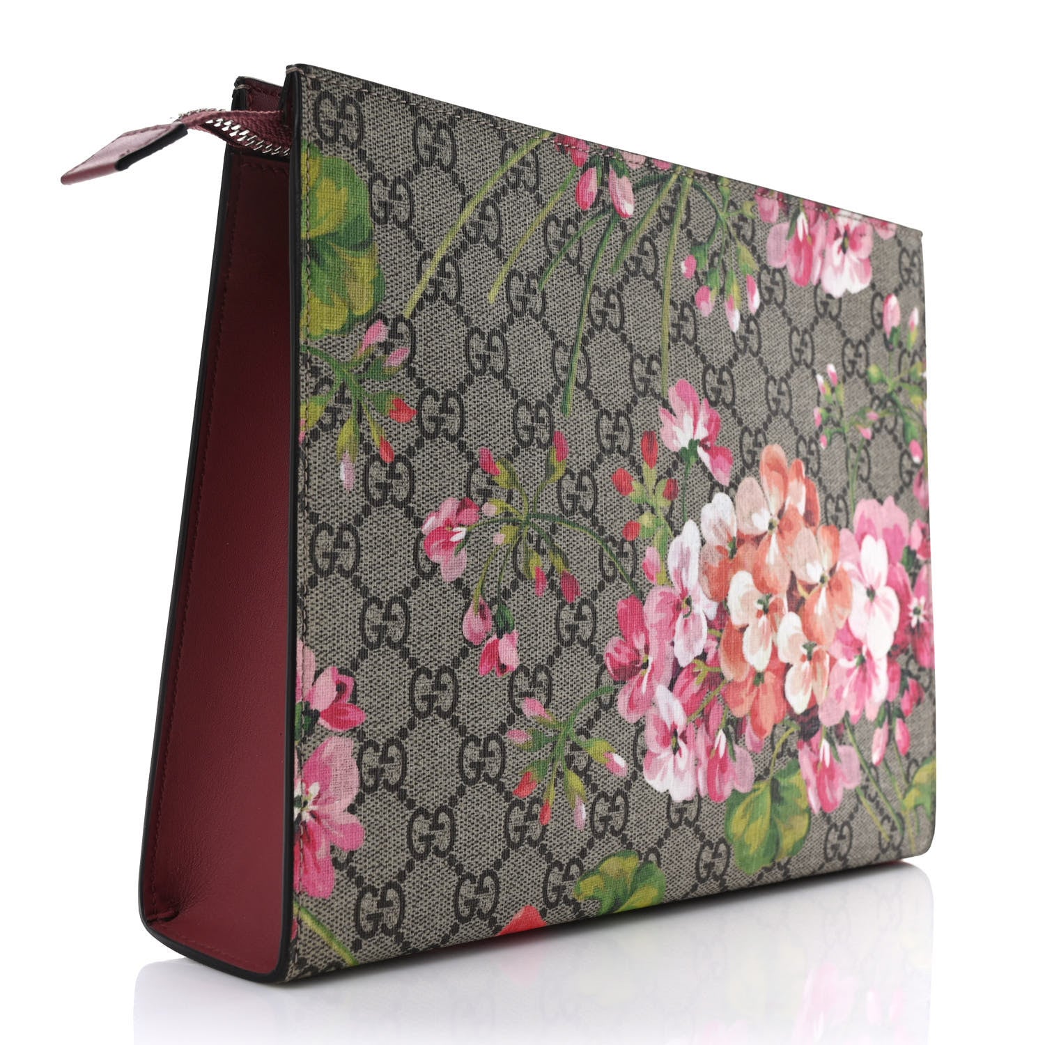 Gucci GG Supreme Monogram Blooms Large Cosmetic Case Beige Multicolor Dry Rose 3 of 10