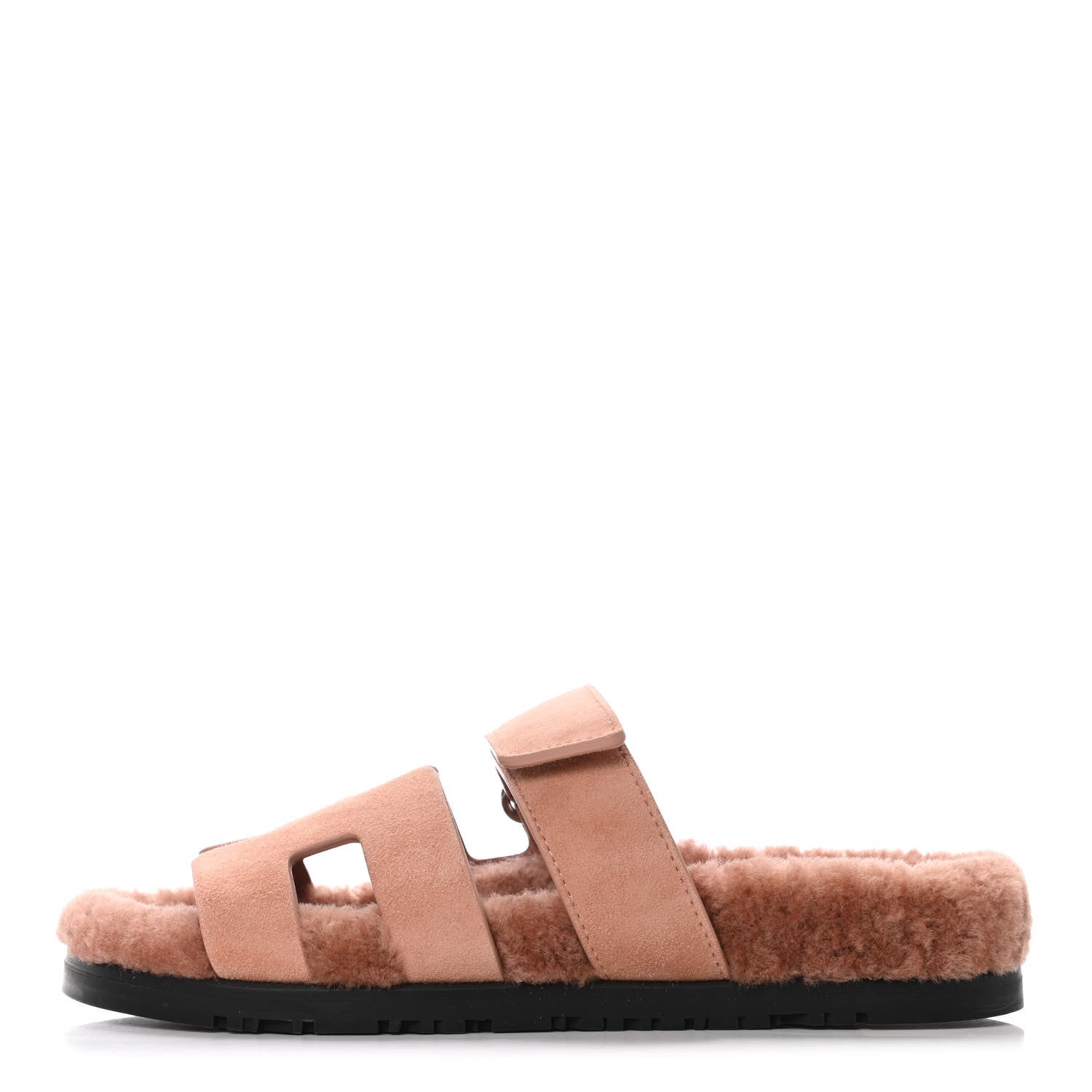 Hermes Suede Goatskin Woolskin Womens Chypre Sandals 36 Rose Aube 1 of 4