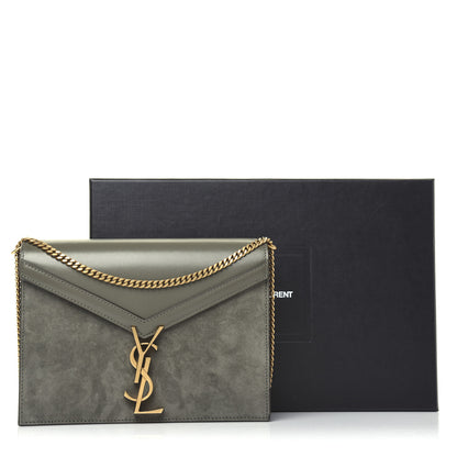 Saint Laurent Smooth Calfskin Suede Monogram Cassandra Clasp Bag Olive Green 14 of 14