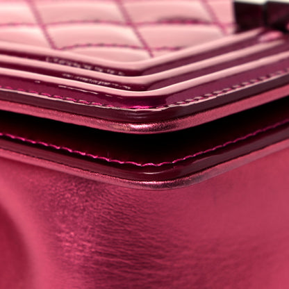 Chanel Metallic Patent Calfskin Quilted Small Boy Flap Pink 11 of 14