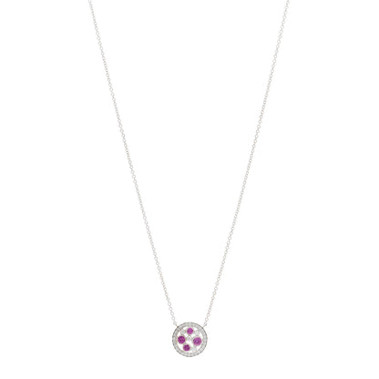 Tiffany Platinum Diamond Pink Sapphire Cobblestone Pendant Necklace 1 of 5