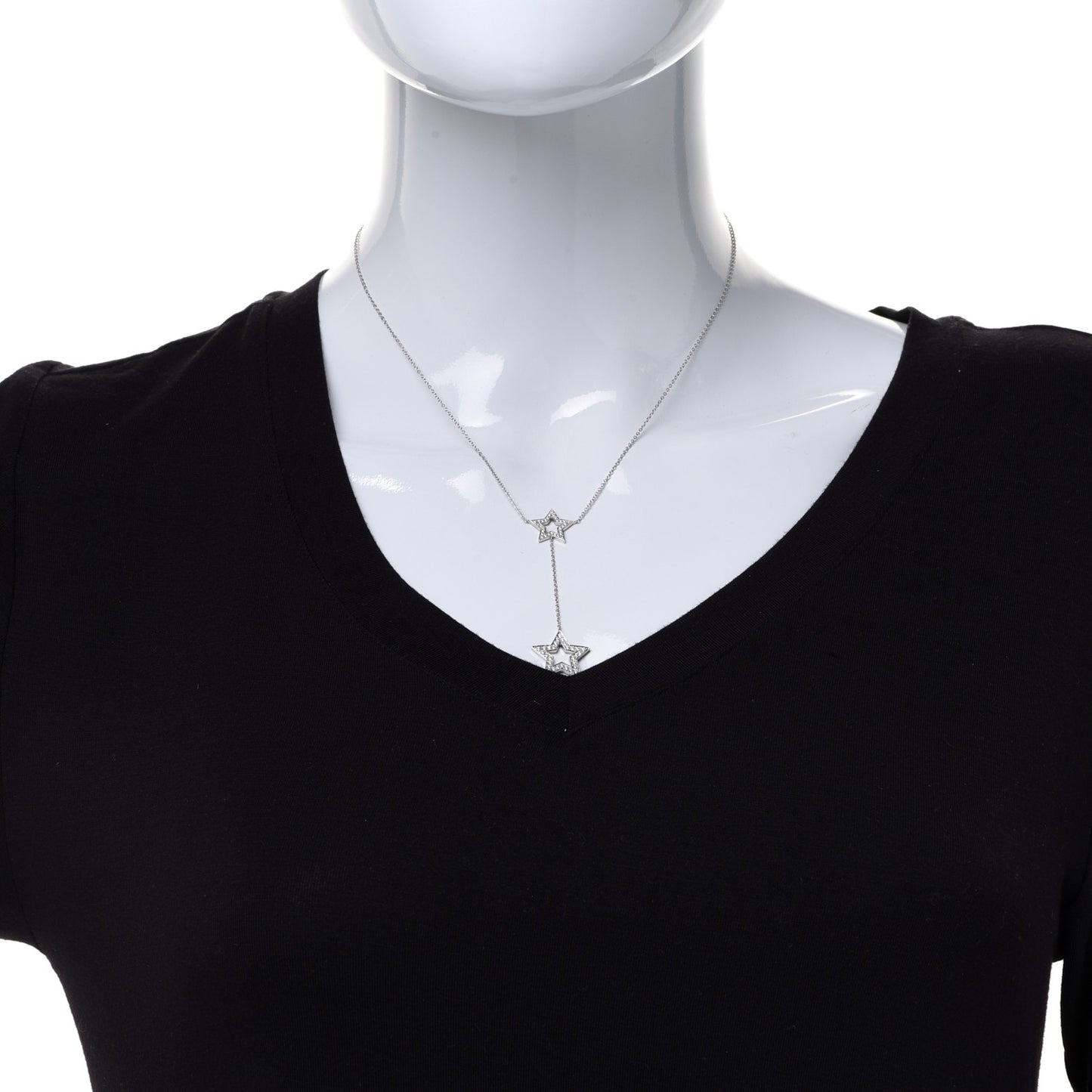 Platinum Diamond Star Lariat Necklace