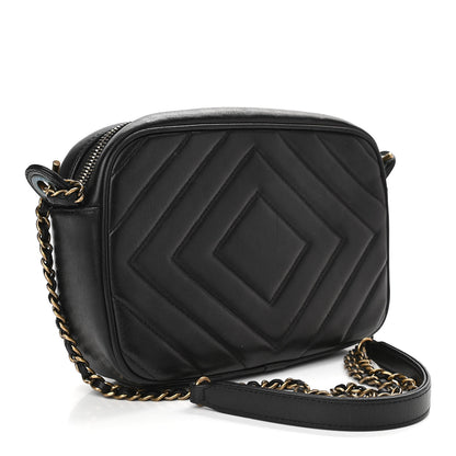 Chanel Lambskin Chevron Quilted Pyramid CC Camera Case Black 3 of 11