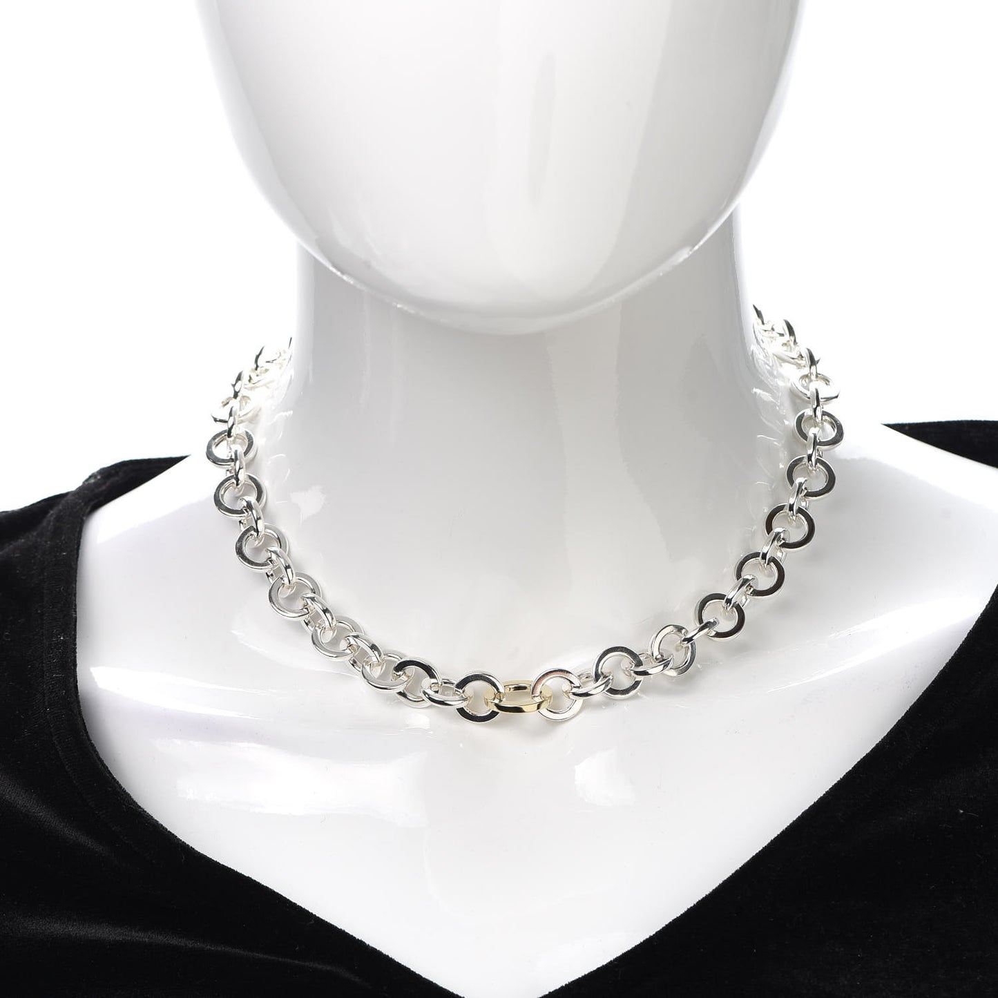 Sterling Silver 18K Yellow Gold Circle Link Necklace