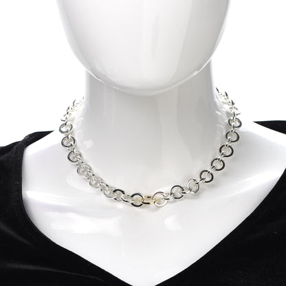 Tiffany Sterling Silver 18K Yellow Gold Circle Link Necklace 2 of 5