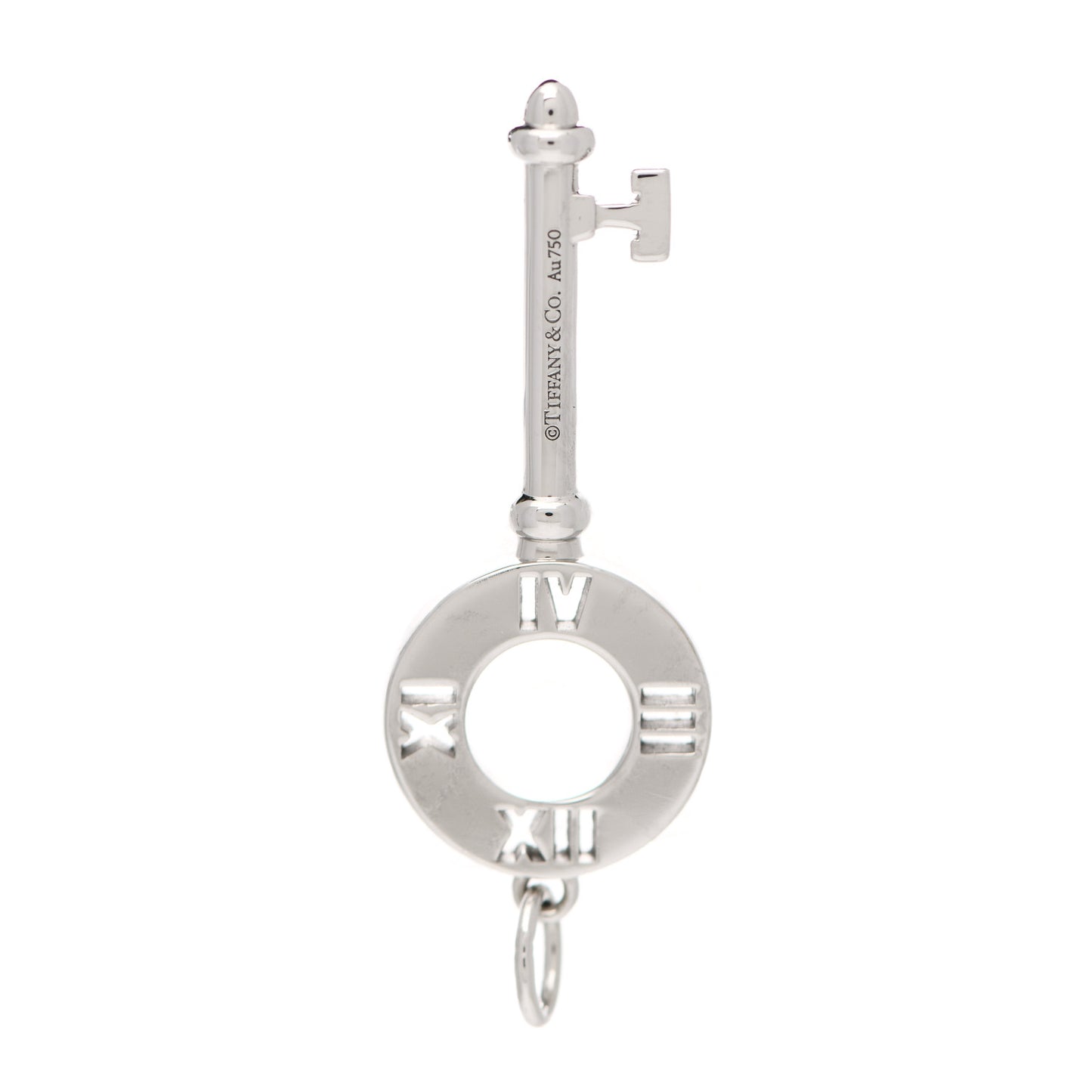 18K White Gold Diamond Atlas Pierced Key Pendant