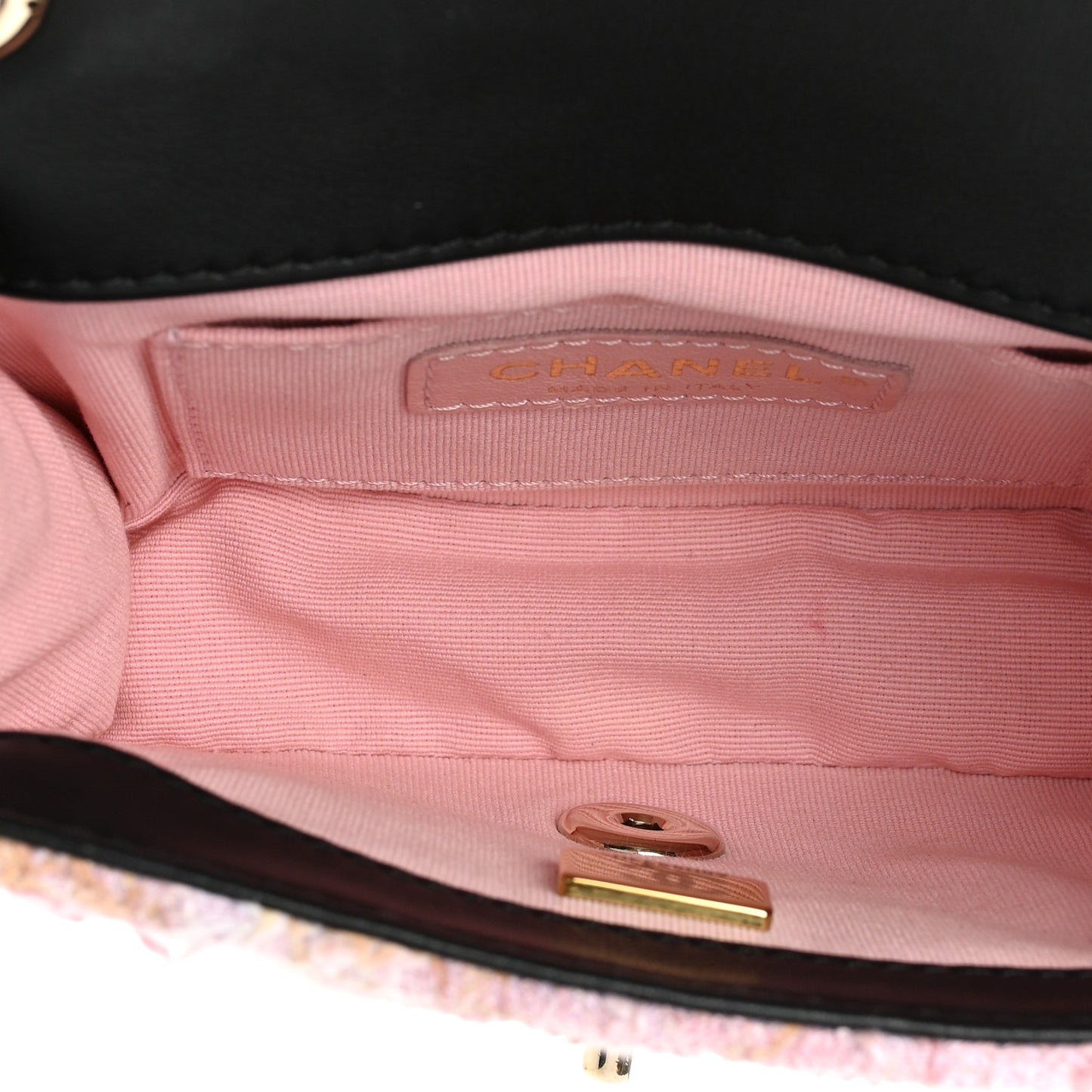 Tweed Braided Calfskin Mini My Own Frame Flap Pink Black