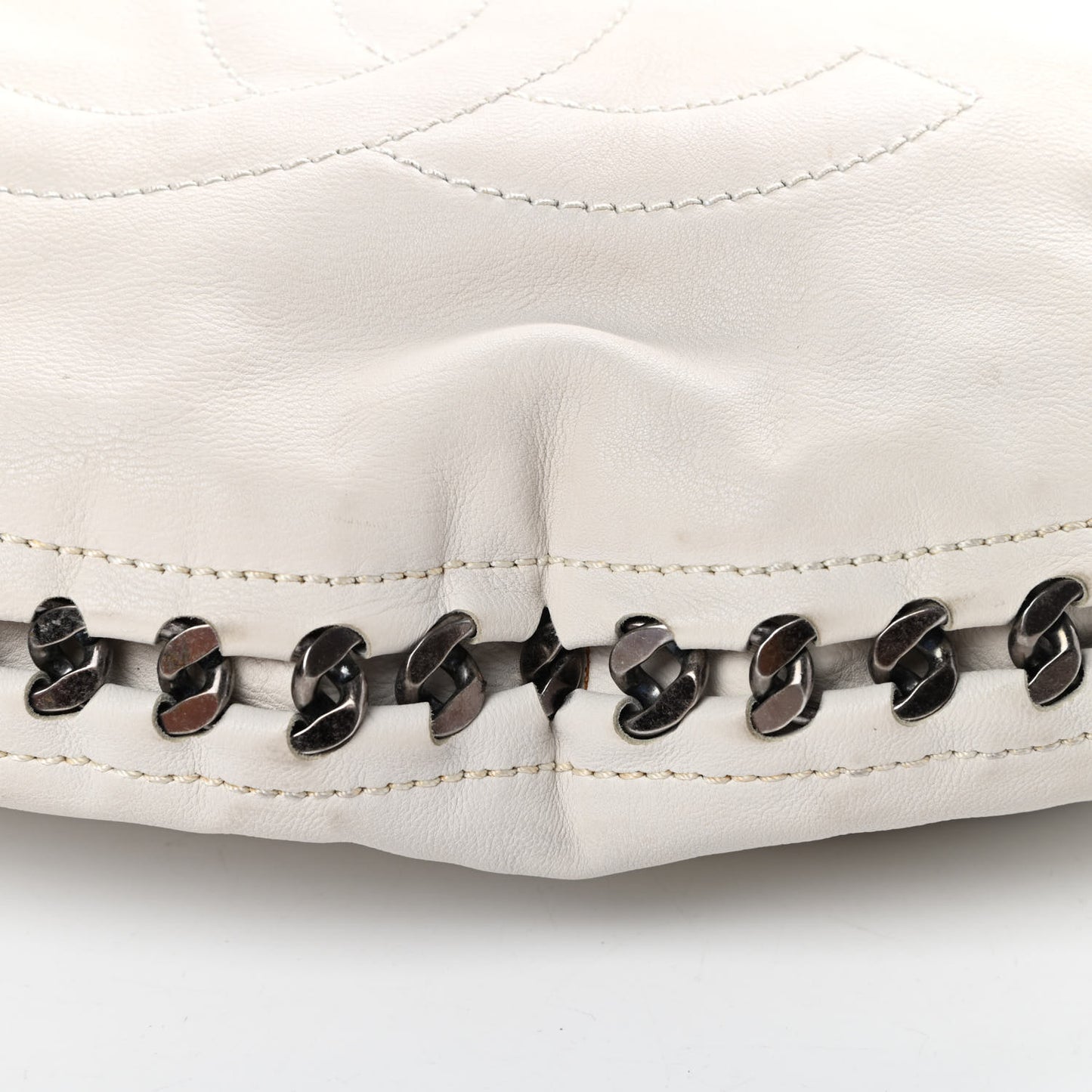 Calfskin Modern Chain Hobo White