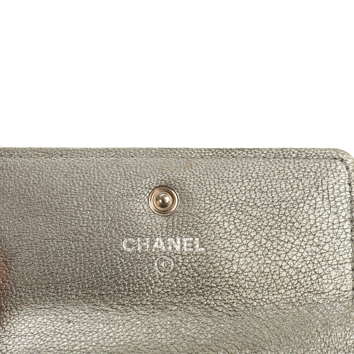 Metallic Calfskin Diamond Stitched Card Holder Wallet Silver Gold