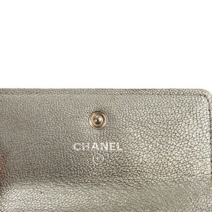 Chanel Metallic Calfskin Diamond Stitched Card Holder Wallet Silver Gold 6 of 8
