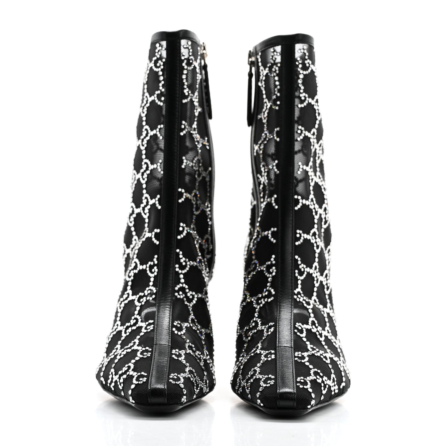 Tela Retino Kid Scamosciato Crystal GG Monogram Square Demi Boot 37 Black