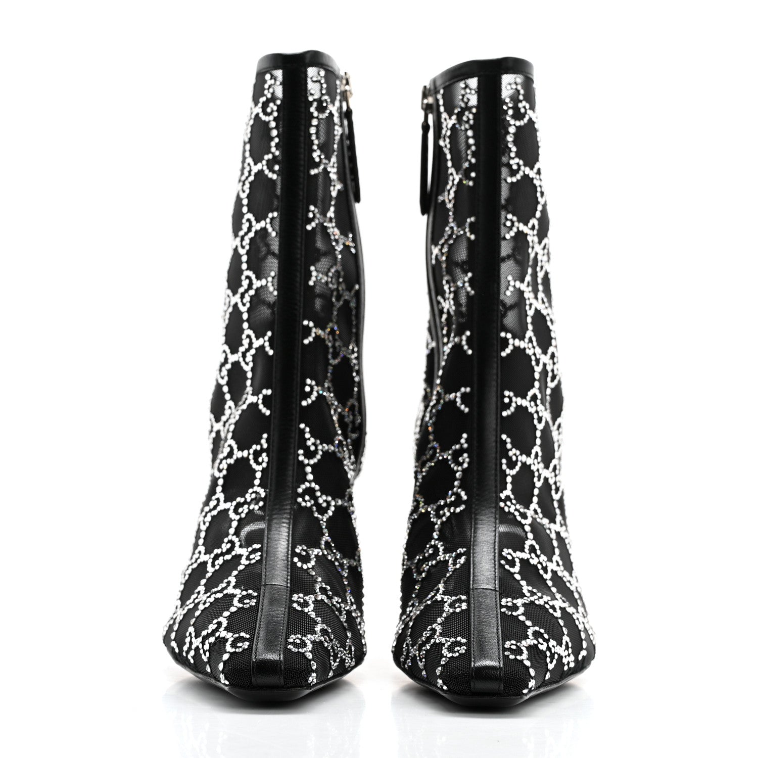 Gucci Tela Retino Kid Scamosciato Crystal GG Monogram Square Demi Boot 37 Black 2 of 8