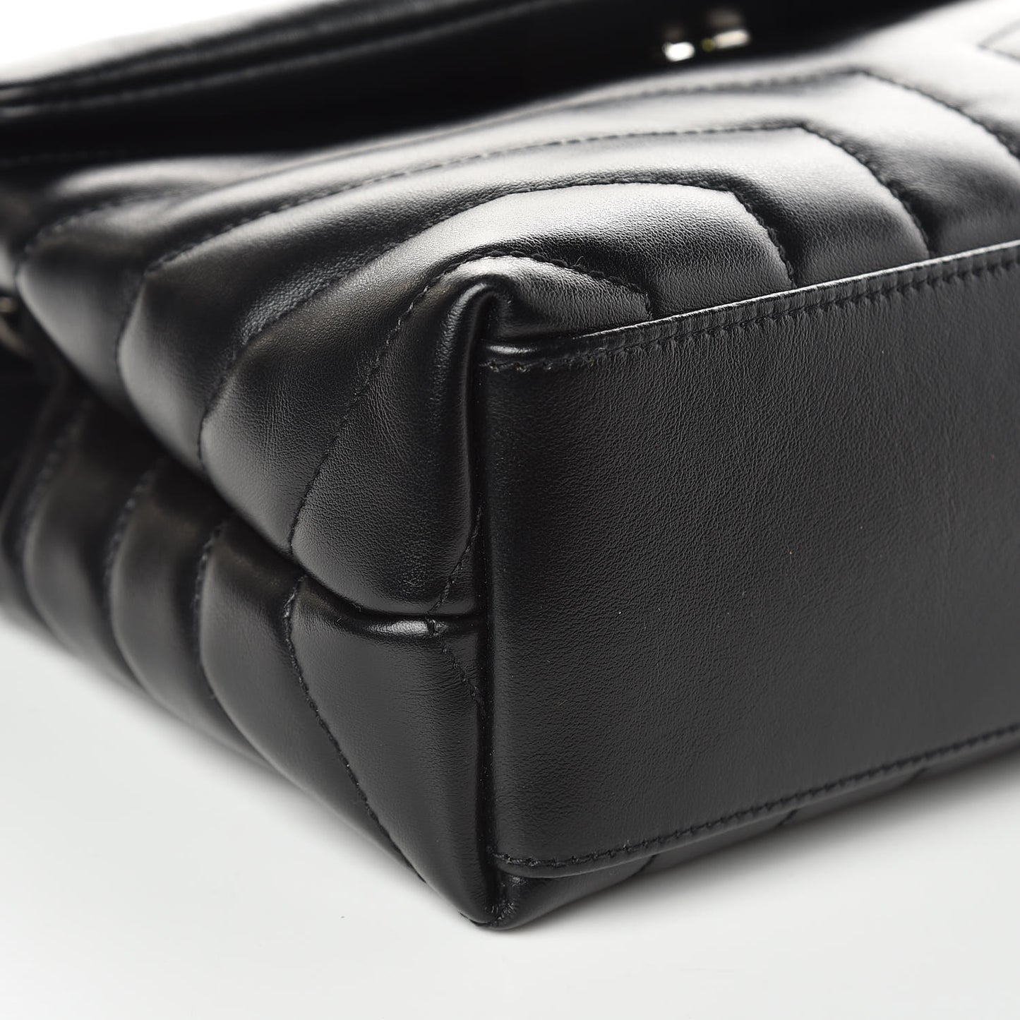 Calfskin Y Quilted Monogram Small Loulou Chain Satchel Black