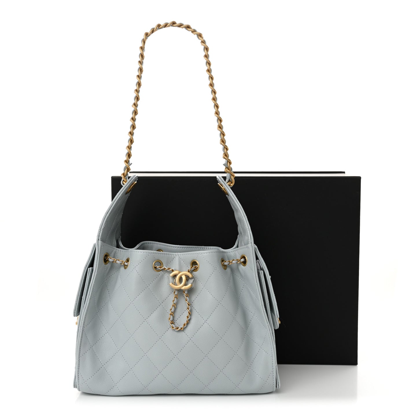 Caviar Quilted Small Chanel 25 Handbag Light Blue