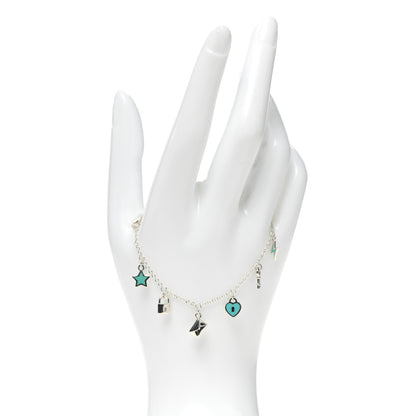 Tiffany Sterling Silver Enamel Love Notes Charm Bracelet Blue 2 of 5