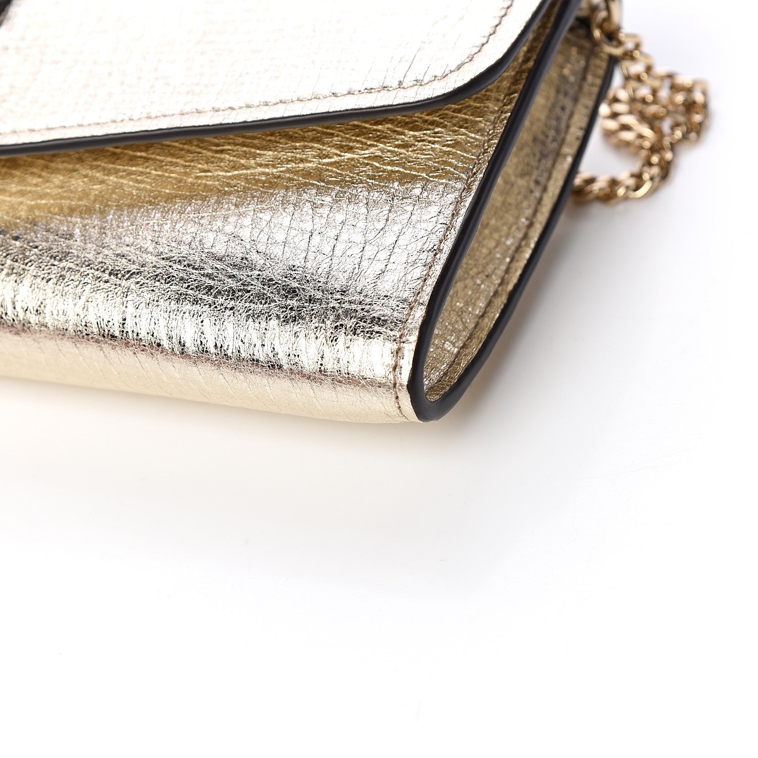 Chloe Metallic Textured Calfskin Aby Chain Wallet Gold 9 of 10