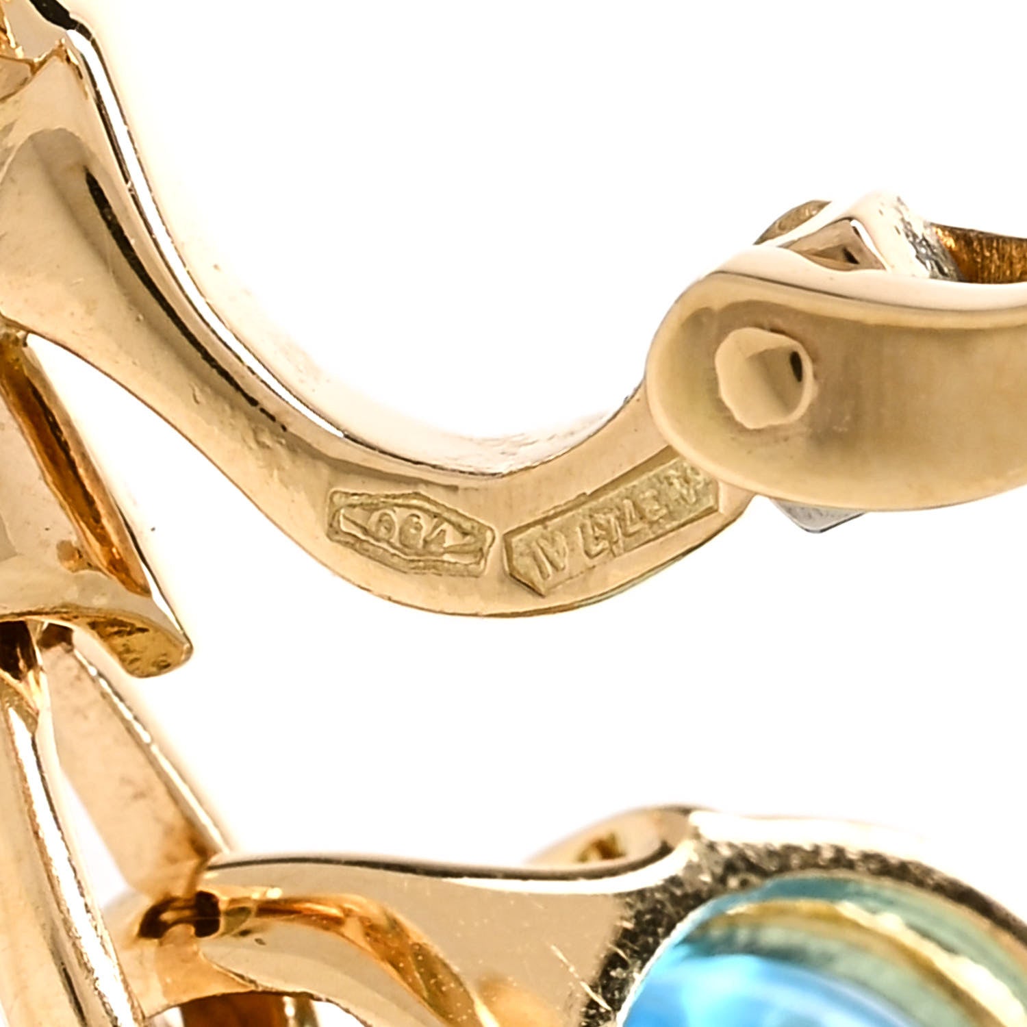 Bulgari 18K Yellow Gold Diamond Blue Topaz Pearl Allegra Drop Earrings 5 of 6