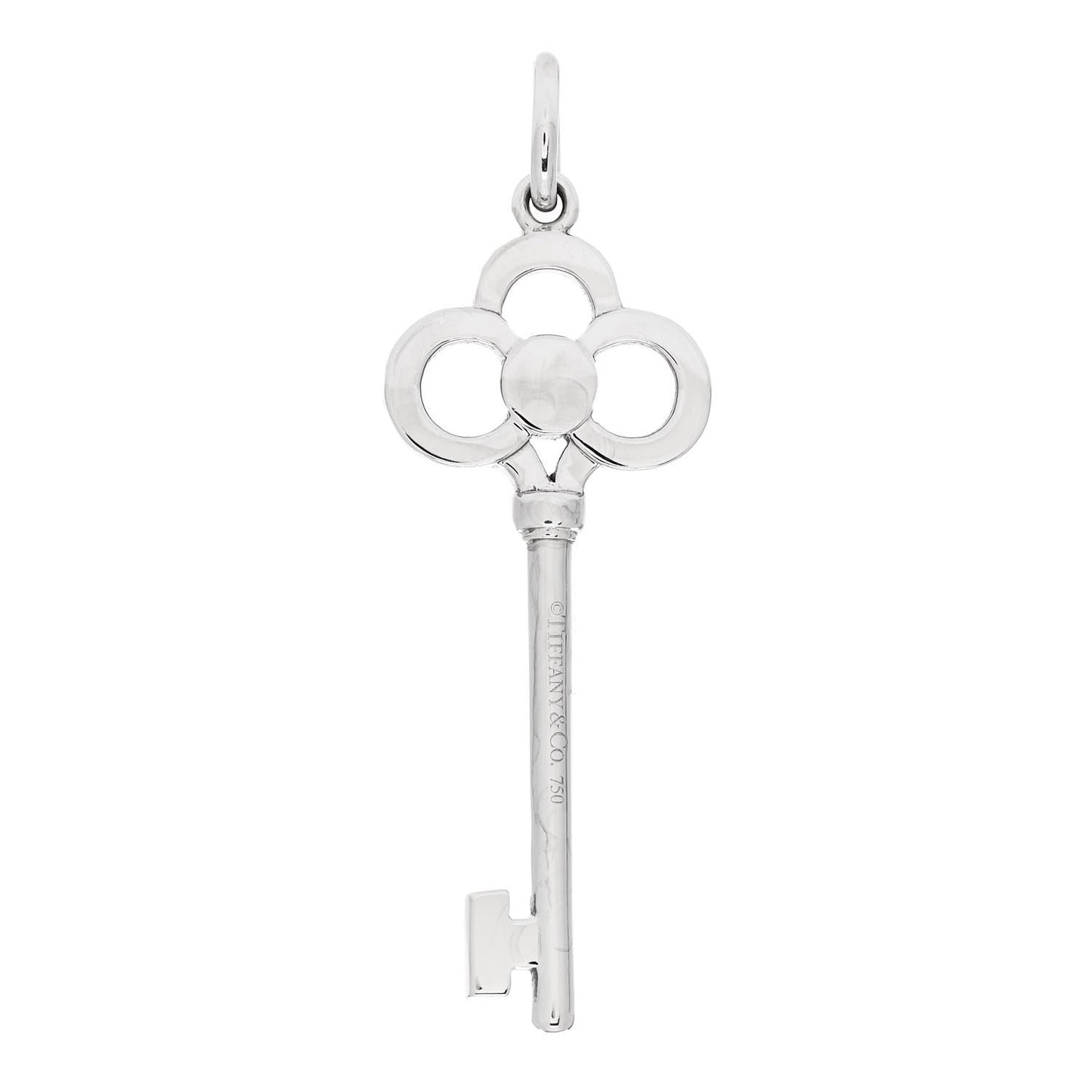 18K White Gold Diamond Mini Crown Key Pendant