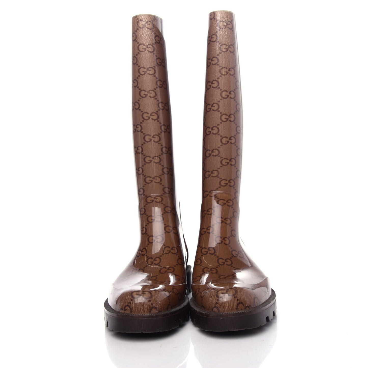 Rubber Monogram Edinburg Rain Boots 35 Transparent Cocoa