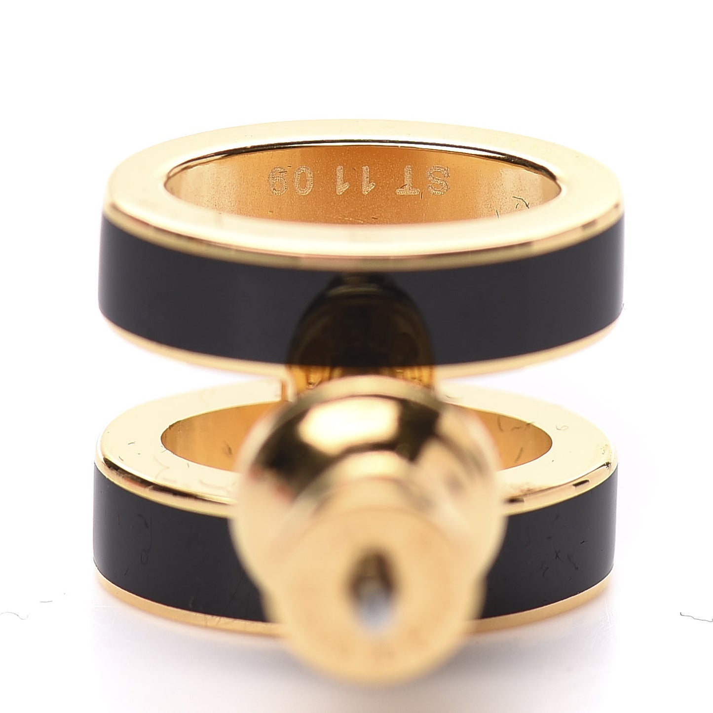 Gold Lacquered Pop H Earrings Black