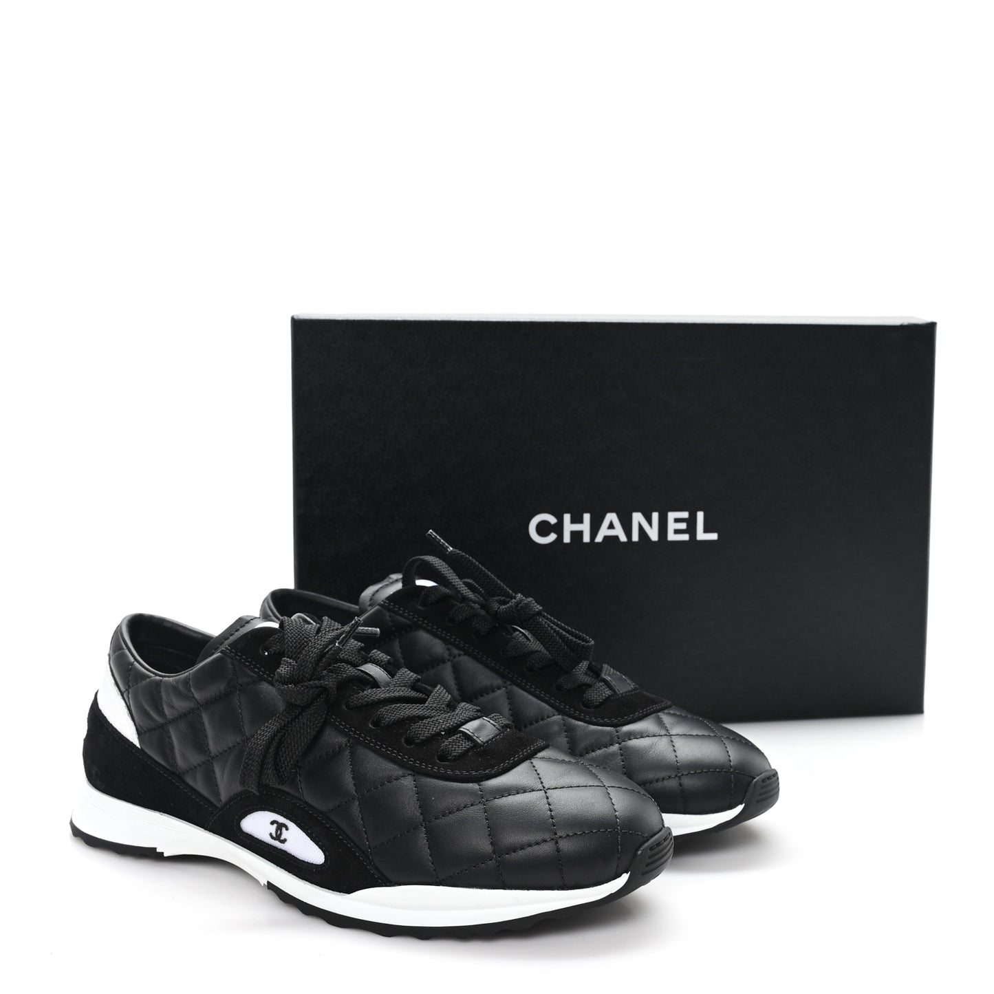 Suede Calfskin Quilted Sneakers 39.5 Black