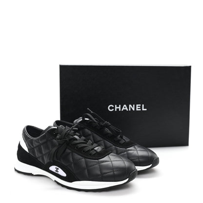 Chanel Suede Calfskin Quilted Sneakers 39.5 Black 10 of 10