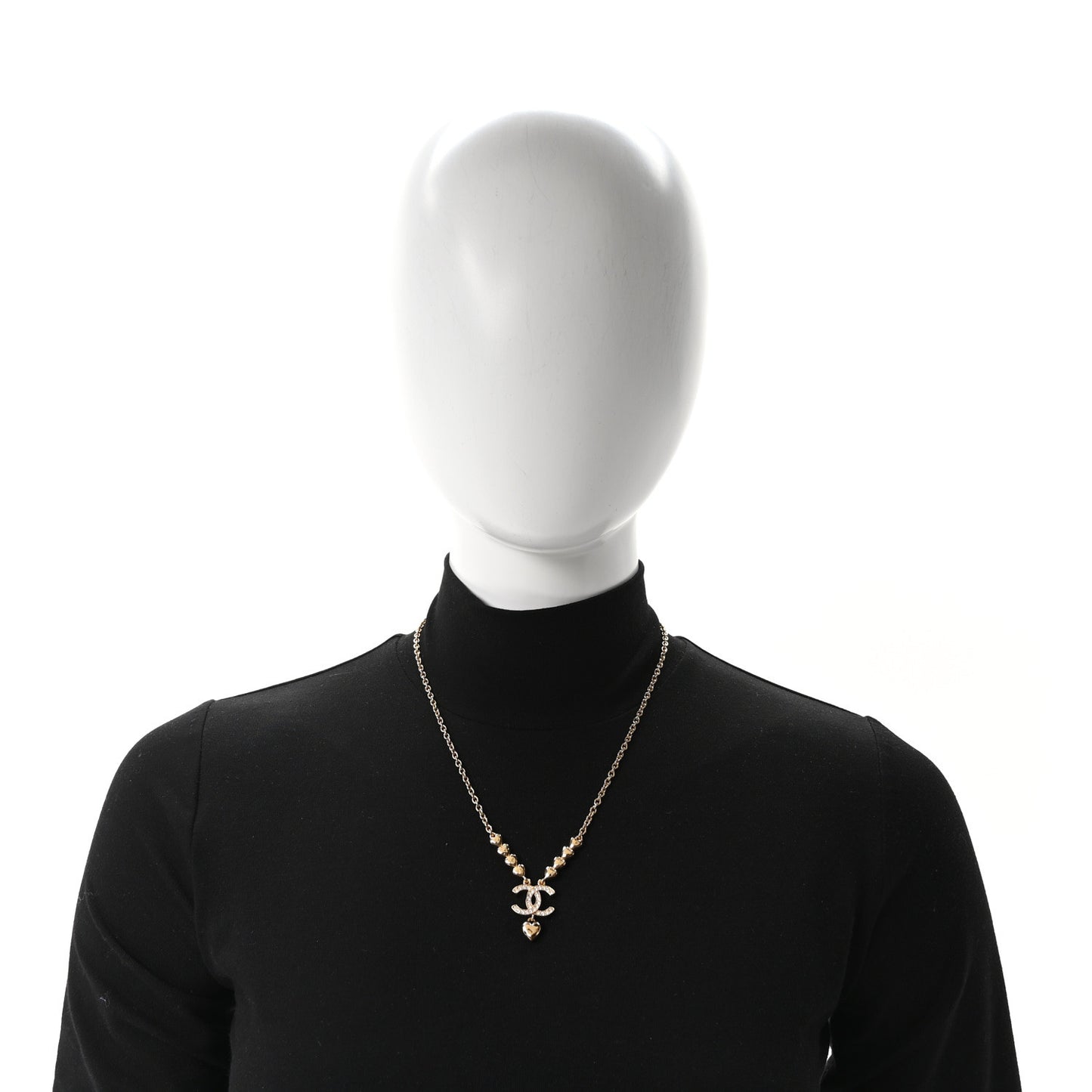 Crystal CC Heart Link Pendant Necklace Gold