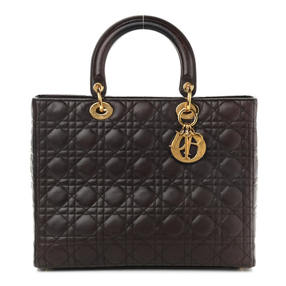 Christian Dior Lambskin Cannage Large Lady Dior Dark Brown 1 of 20