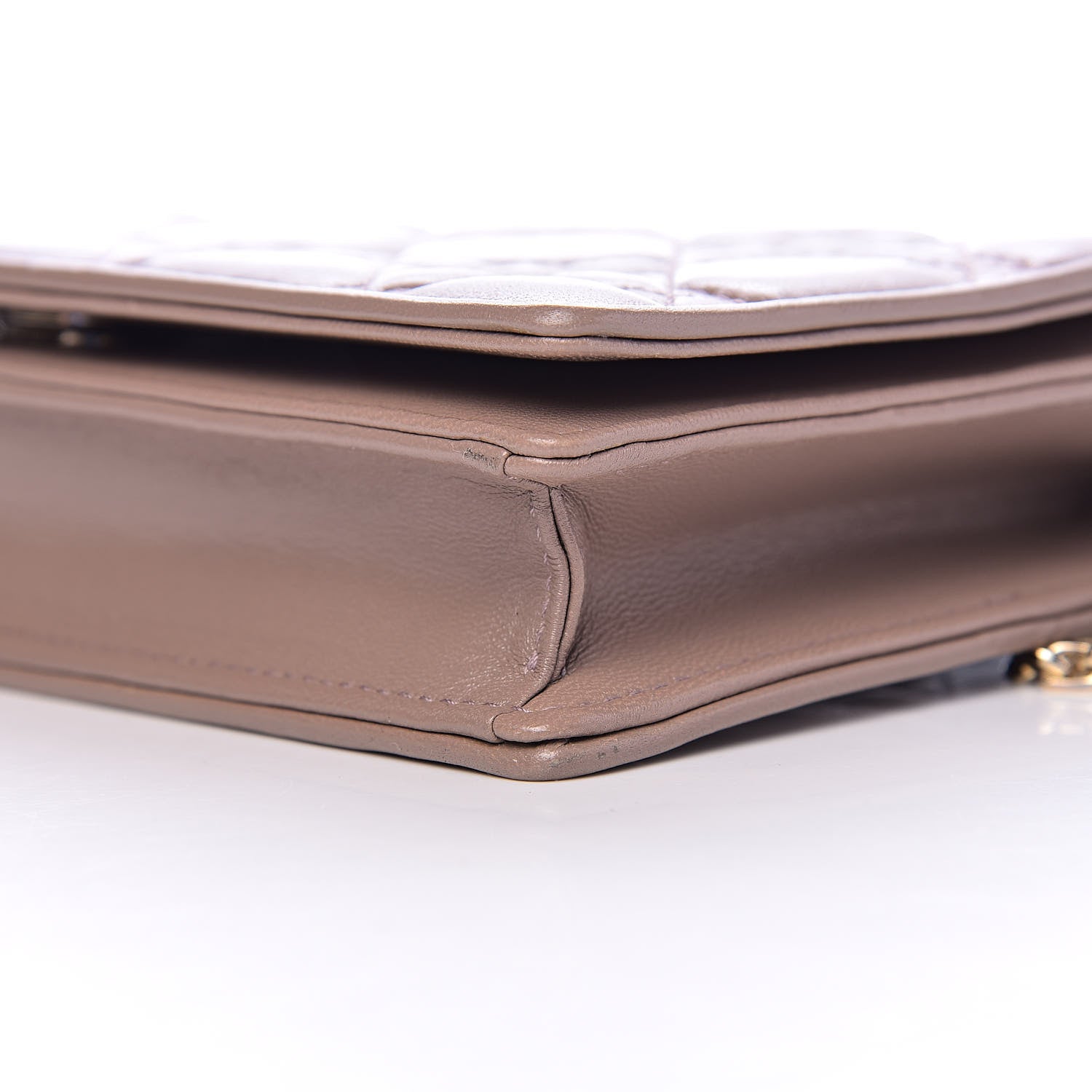 Christian Dior Lambskin Cannage Lady Dior Chain Wallet Dark Beige 9 of 11