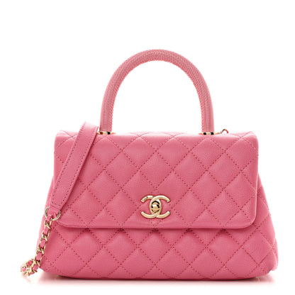 Chanel Caviar Lizard Embossed Quilted Mini Coco Handle Flap Pink 1 of 10