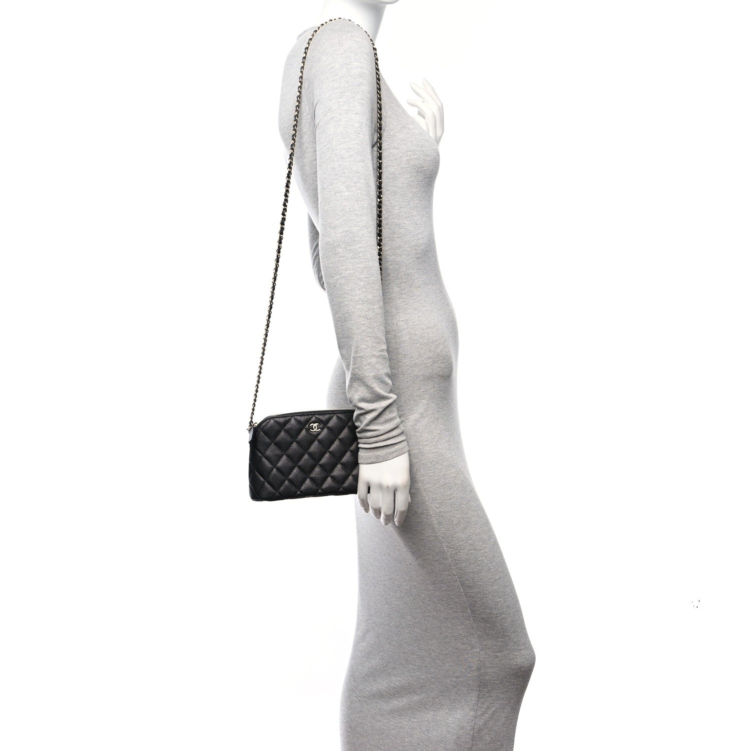 Chanel Caviar Quilted Classic Clutch With Chain Black 3 of 13