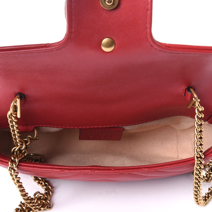 Gucci Calfskin Matelasse Super Mini GG Marmont Shoulder Bag Hibiscus Red 3 of 3