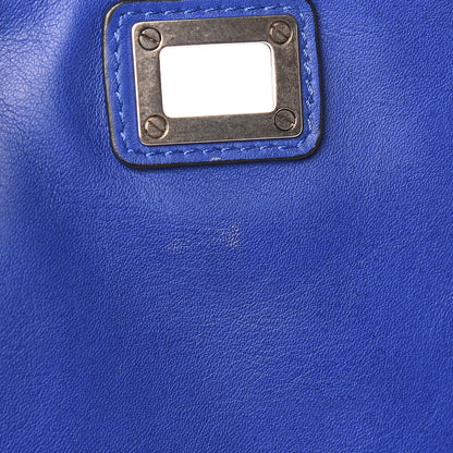 Proenza Schouler Canvas Carpet Print Lambskin Small Lunch Bag Clutch Charcoal Electric Blue 7 of 7
