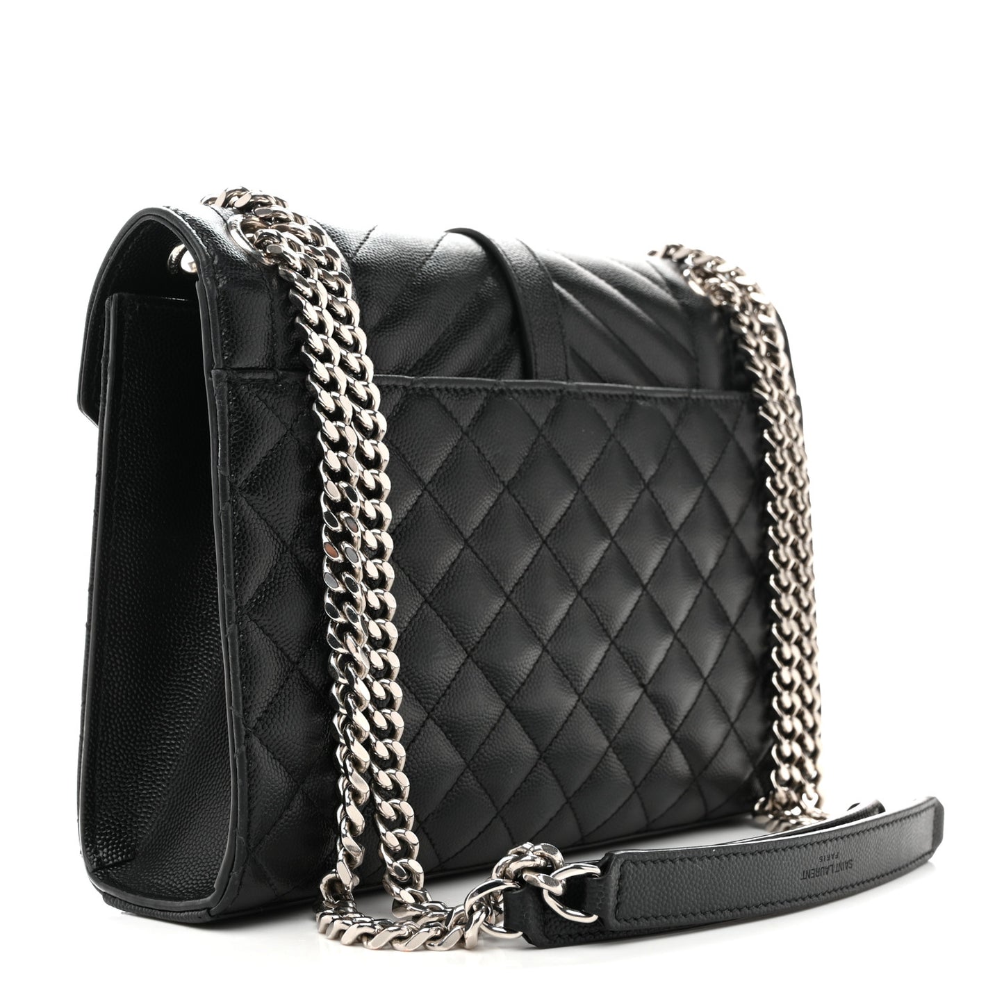 Grain De Poudre Textured Mixed Matelasse Triquilt Medium Monogram Satchel Black