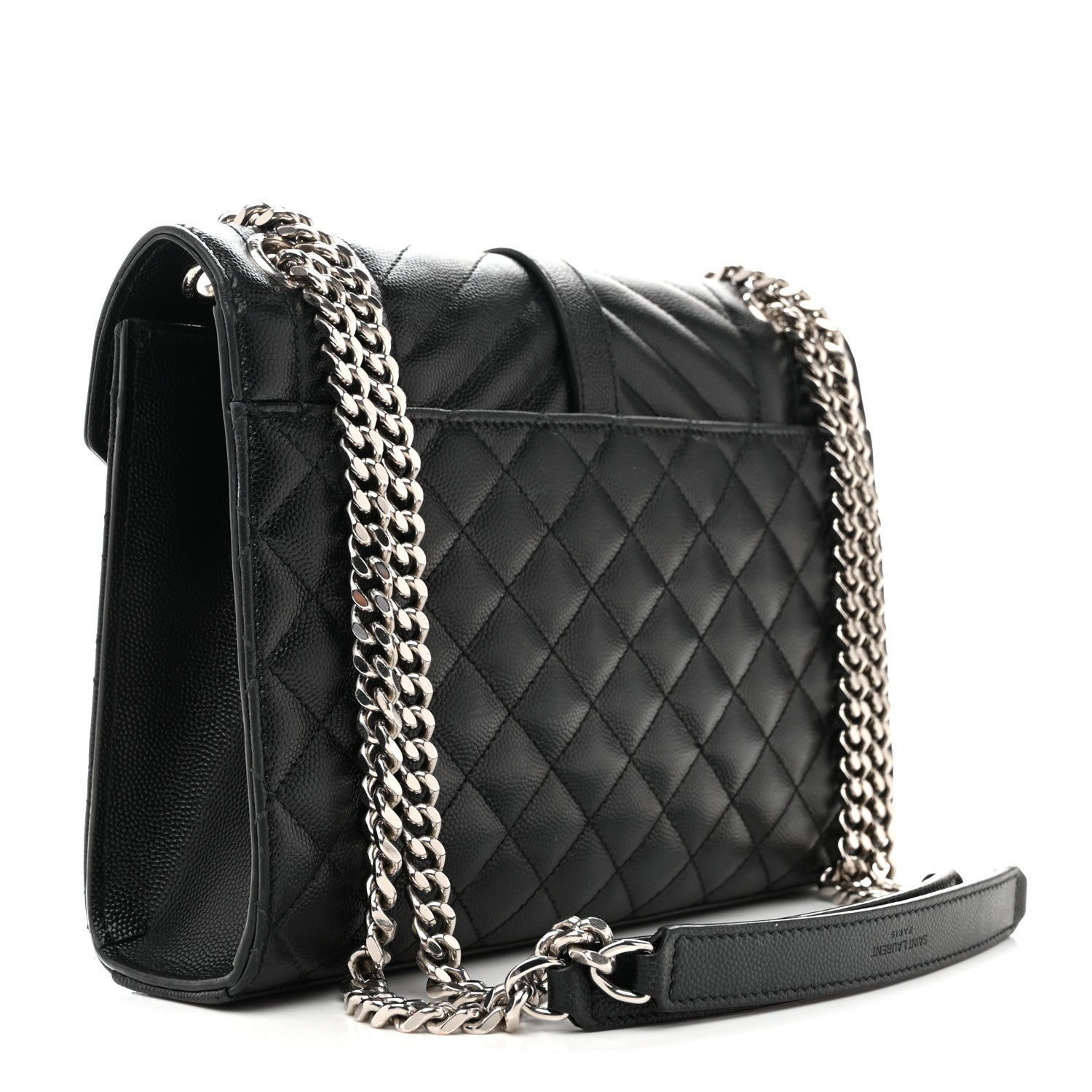Saint Laurent Grain De Poudre Textured Mixed Matelasse Triquilt Medium Monogram Satchel Black 3 of 14