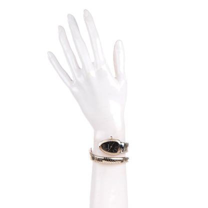 Bulgari Stainless Steel 18K Rose Gold Diamond Bezel 35mm Serpenti Tubogas Quartz Watch Black 2 of 6