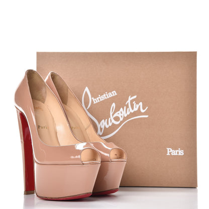 Christian Louboutin Patent Fetish Peep 150 Platform Pumps 38 Nude 17 of 17