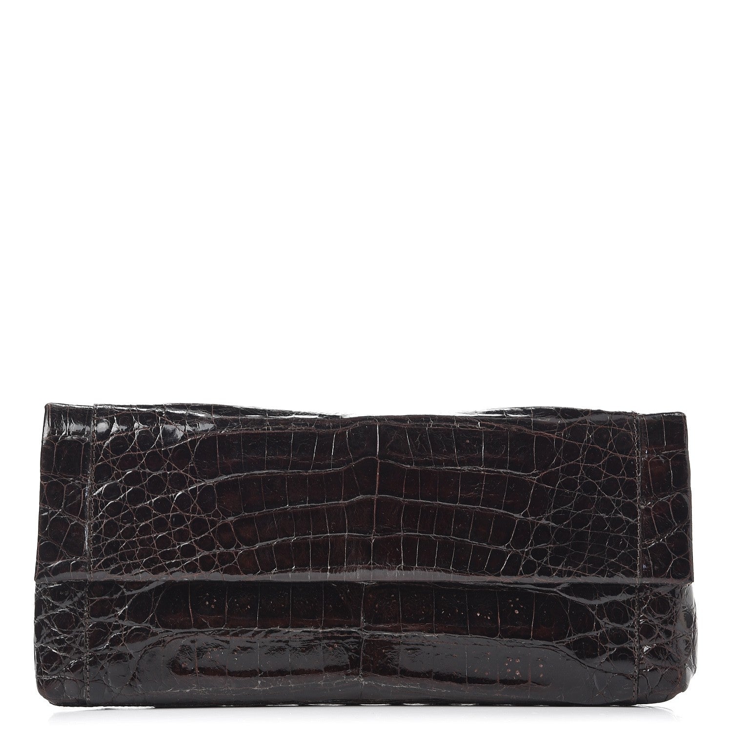 Nancy Gonzalez Glossy Crocodile Foldover Clutch Brown 1 of 10
