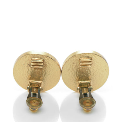 Chanel Enamel CC Clip On Earrings Black Gold 3 of 4