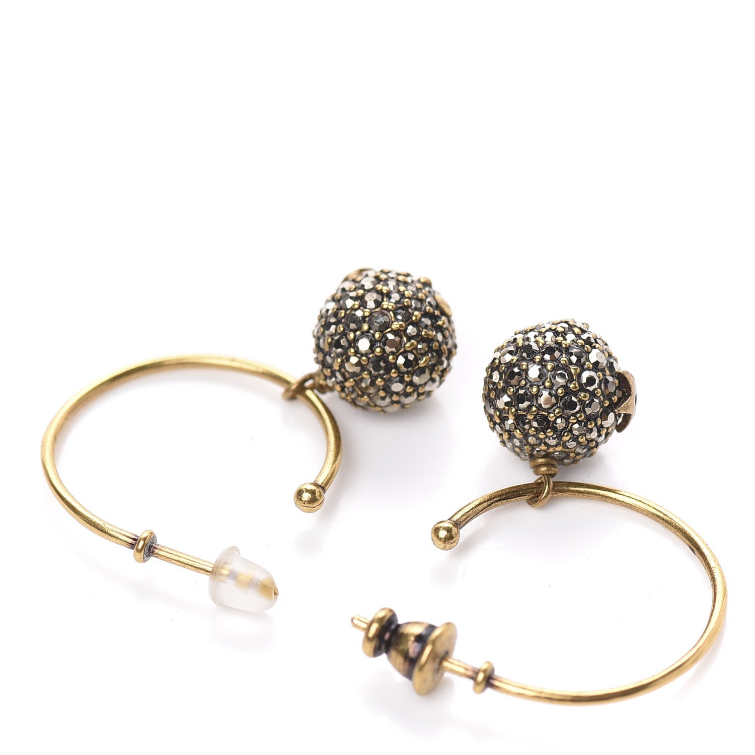Christian Dior Crystal Star Hoop Earrings Aged Gold 3 of 5