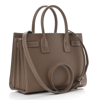 Saint Laurent Grained Calfskin Topstich Baby Sac De Jour Taupe 3 of 9