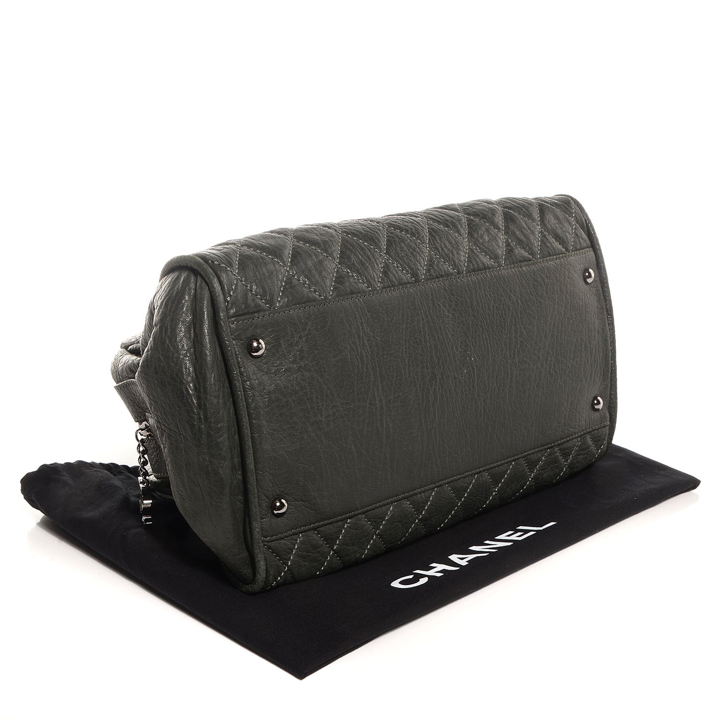 Distressed Lambskin Lady Braid Bowler Dark Grey