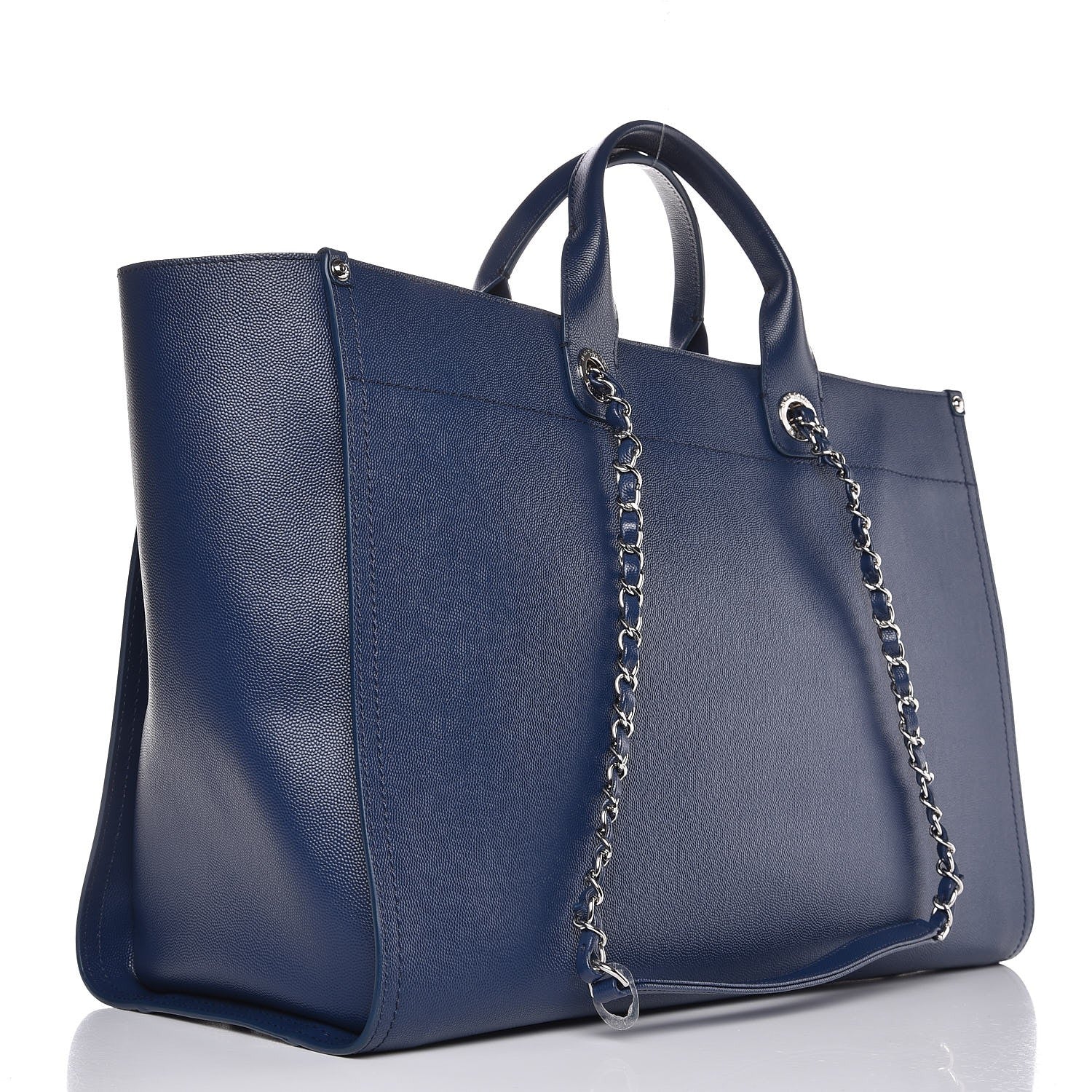 Chanel Caviar Extra Large Studded Deauville Tote Navy 4 of 8