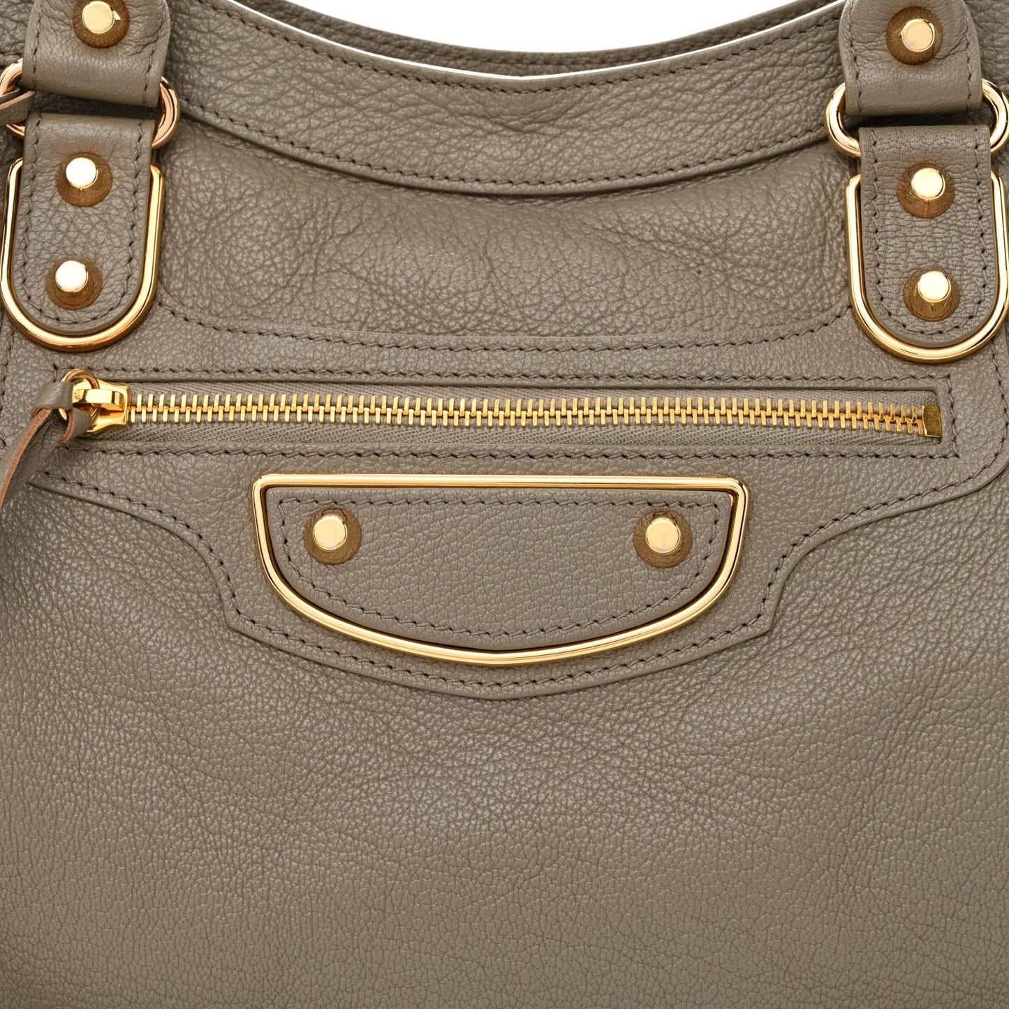 Chevre Gold Metallic Edge Hardware City Gris Taupe
