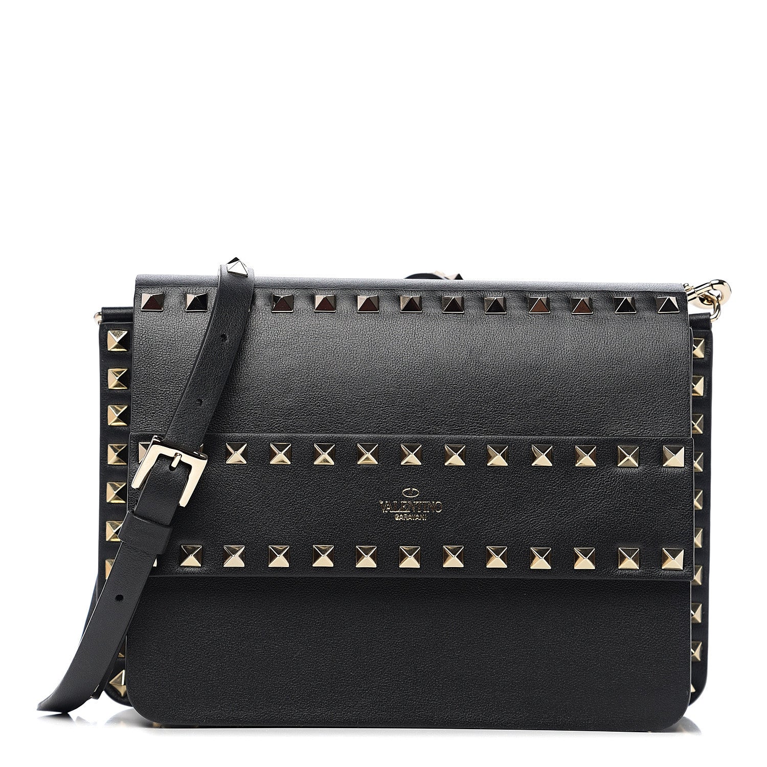 Valentino Garavani Vitello Rockstud Side Slip Crossbody Black 1 of 8