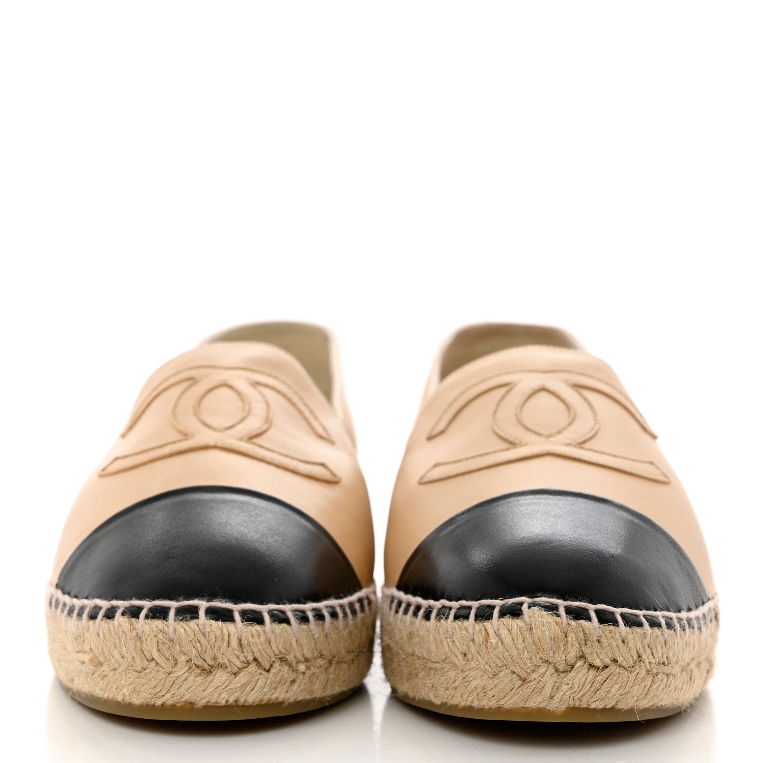 Chanel Lambskin CC Espadrilles 42 Beige Black 2 of 13