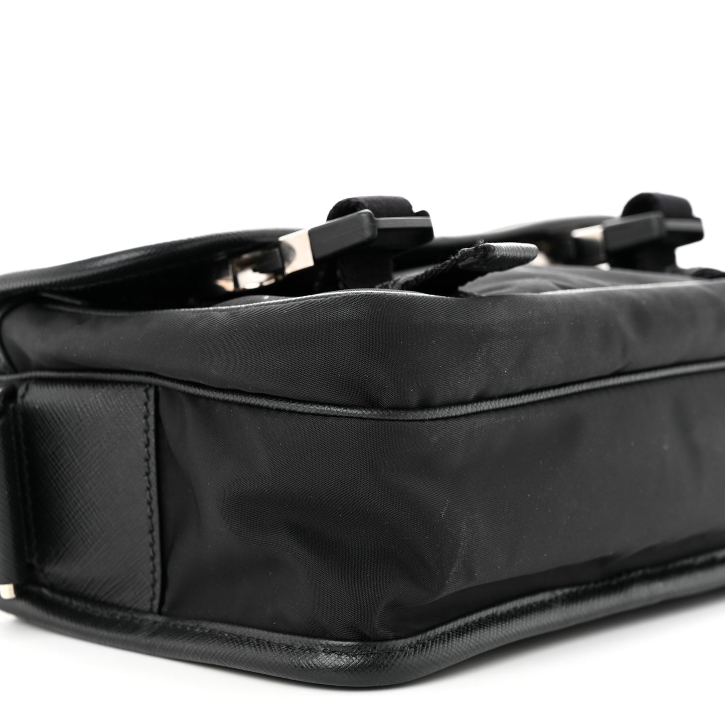 Tessuto Nylon Saffiano Shoulder Bag Black