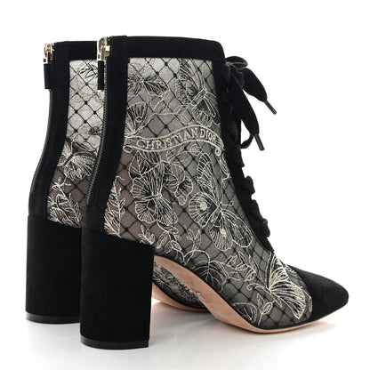 Christian Dior Suede Lurex Butterfly Embroidered Naughtily-D Heeled Ankle Boots 37 Black Gold 4 of 11